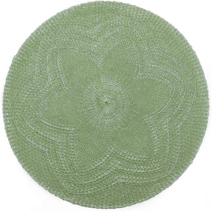 Lugar Americano Croche Flor 38cm - Verde Claro