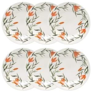Conjunto C/ 6 Pratos Fundos Donna Lírios - 21,5CM