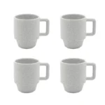 Jogo de 4 Canecas Elo Empilhável Oxford Baunilha - 400ML