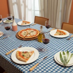 Toalha de Mesa Xadrez Italiana Teka Italianinha - 4 Lugares - Azul