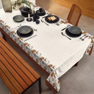 Toalha de Mesa Teka Ellegance Quadrado Algodão - 4 Lugares - Coco