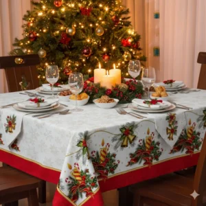 Toalha de Mesa de Natal Teka Natalino - 4 Lugares - Guirlanda