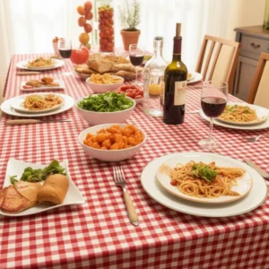 Toalha de Mesa Xadrez Italiana Teka Italianinha - 4 Lugares - Vermelho