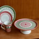 Jogo de Sobremesa Oxford Natalino com Boleira e Pratos 7 Peças